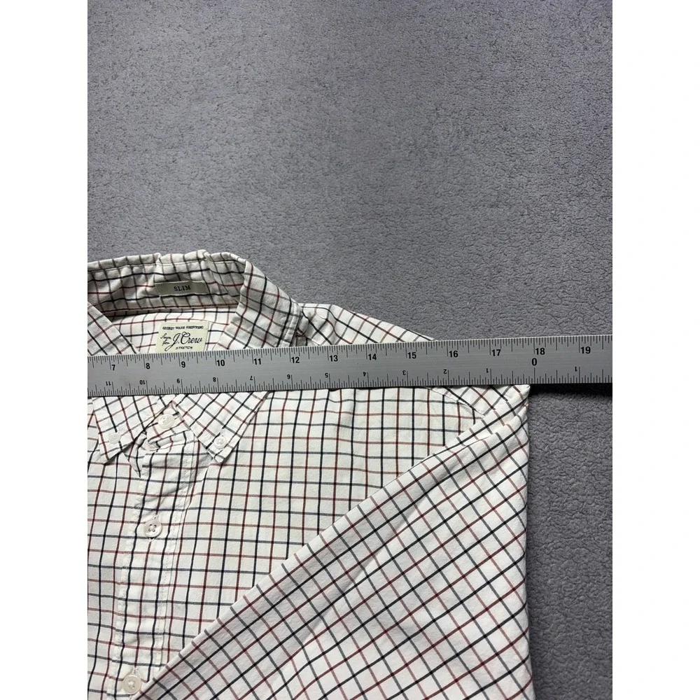J. Crew Mens Secret Wash Slim Fit‎ Stretch Tattersall Check Button Down Shirt M
